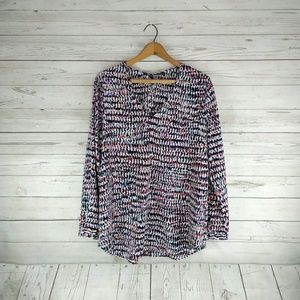 NYDJ vneck longsleeve pattern top large